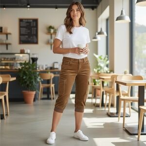 Polo G Jeans Brown Corduroy Cropped Cargo Capris Women’s Size 10 Vintage